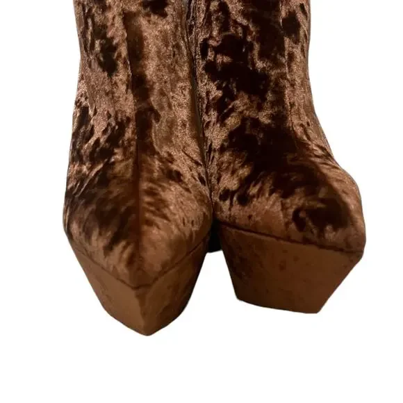 JEFFREY CAMPBELL Shego crushed velvet platform knee high boots NEW - Picture 12 of 16